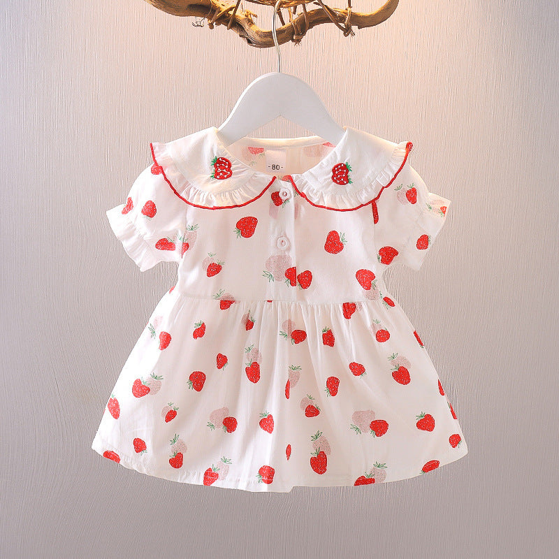 Robe de princesse d'été en coton à manches bulles pour filles, motif floral, pour petits enfants