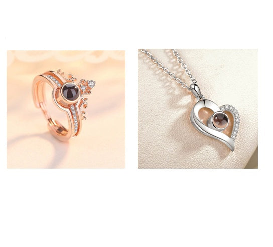 Mode 100 langues je t'aime Projection Couple pendentif rond romantique amour mémoire amoureux de mariage collier cadeaux 