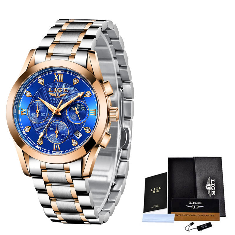 Stainless steel waterproof watch