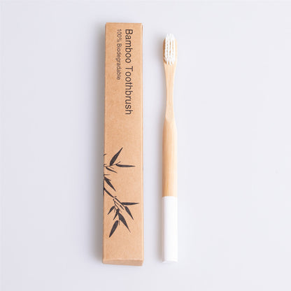 Round Bamboo Toothbrush with Natural Bamboo Handle