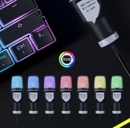 Klar Full RGB-kondensator Esports Gaming-skrivbordsmikrofon Datormikrofon