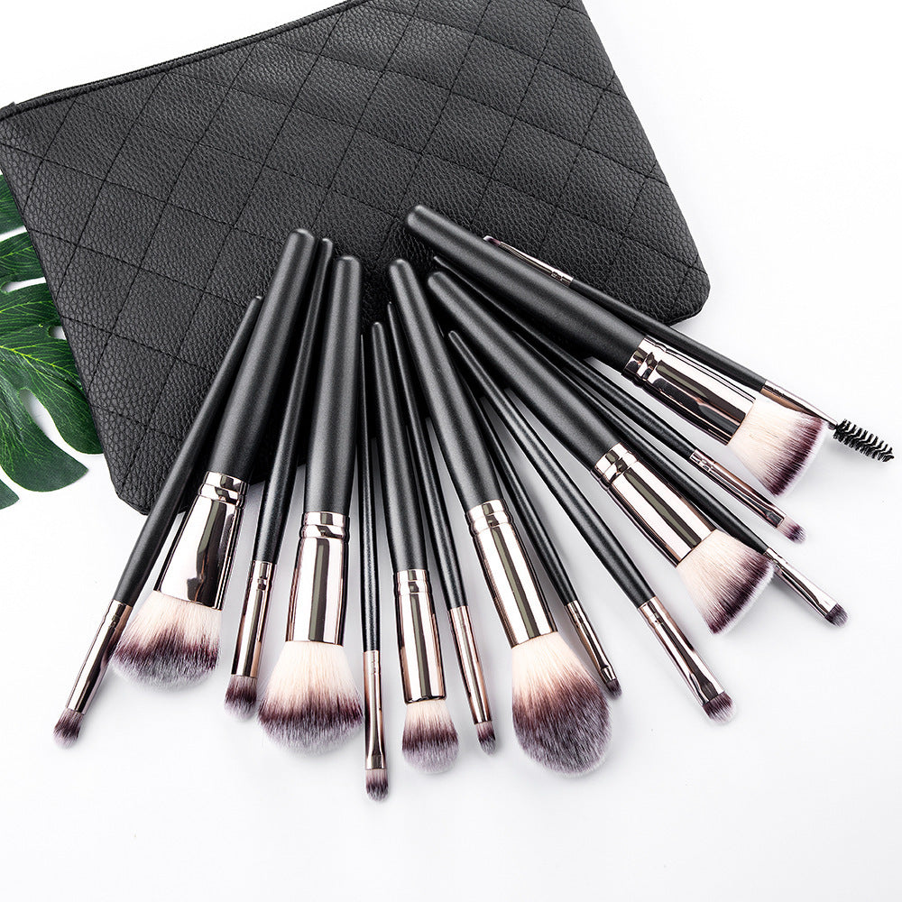 Ensemble complet de 15 pinceaux de maquillage, outils de maquillage noir mat