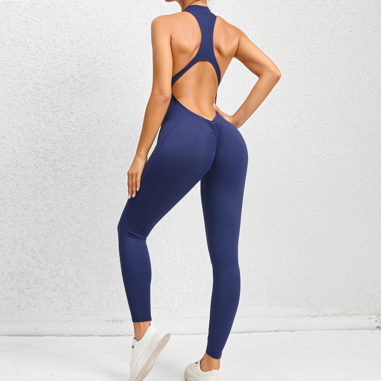 Combinaison de Yoga et Fitness à fermeture éclair, sans manches, contrôle du ventre, extensible, levage des fesses, vêtements de sport pour femmes, tenues à la mode