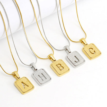 Alphabet Necklace 26 Letters Hollow Out Square 18K Necklace Fashion Jewelry