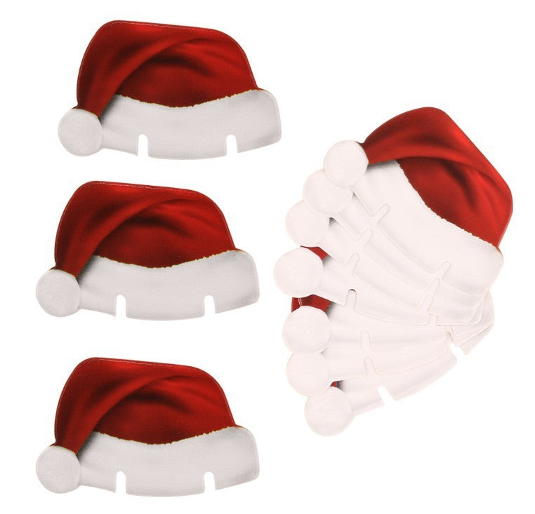 10Pcs / Lot papper Röd Jul hatt Vin Champagne Tipple Cup kort Jul Party Bord Inredning DIY dekorationer för hemmat