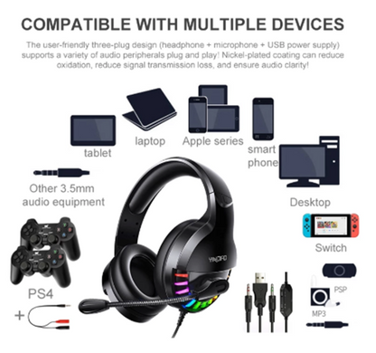 Wired Gaming Headset With ,Icrophone Sound Card Line Control