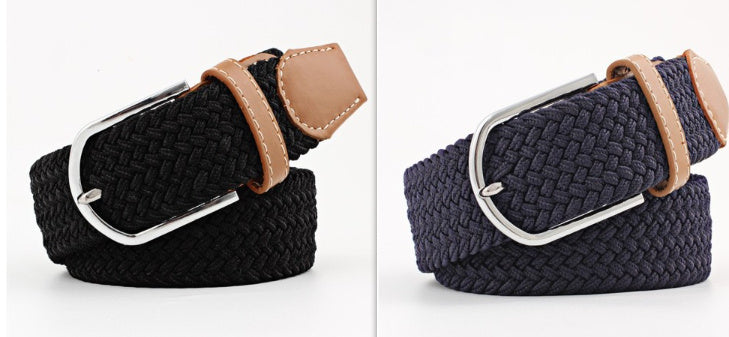 Women's Canvas Student Casual Stretch Braided Needle Buckle Belt - Youthful Confidence