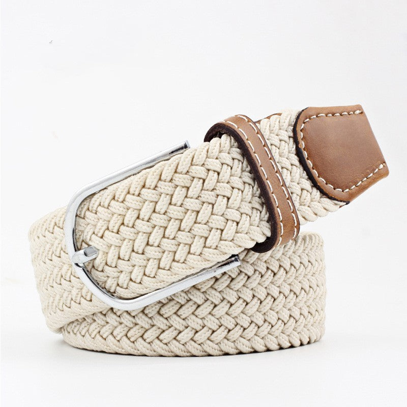 Women's Canvas Student Casual Stretch Braided Needle Buckle Belt - Youthful Confidence