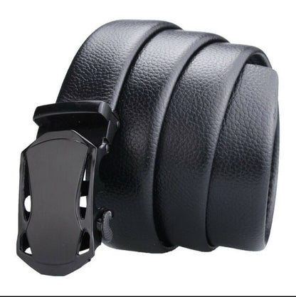 Ceinture à cliquet en cuir microfibre, boucle automatique réglable, ceintures noires pour hommes