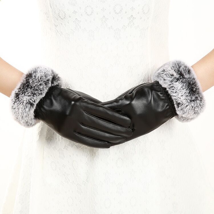 Ladies Plus Velvet Thick Warmth Touch Screen Gloves