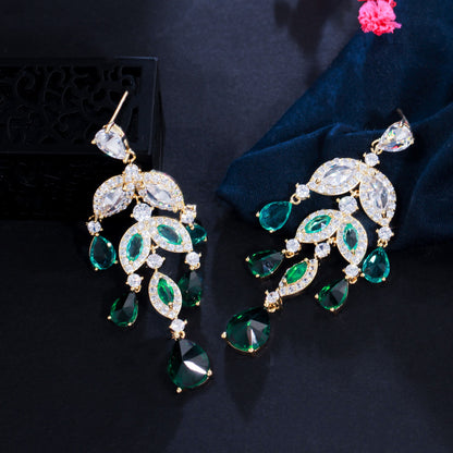 Industries Color Water Drop Zircon Tassel Earrings