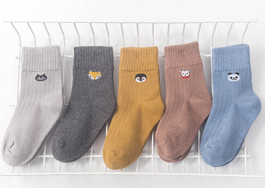 Embroidered striped baby socks cute animal baby cotton socks