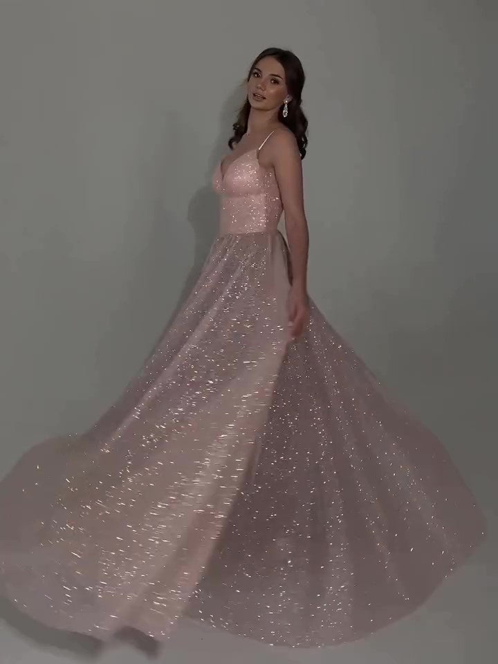 Sequined Backless Evening Dress - Elegant Design