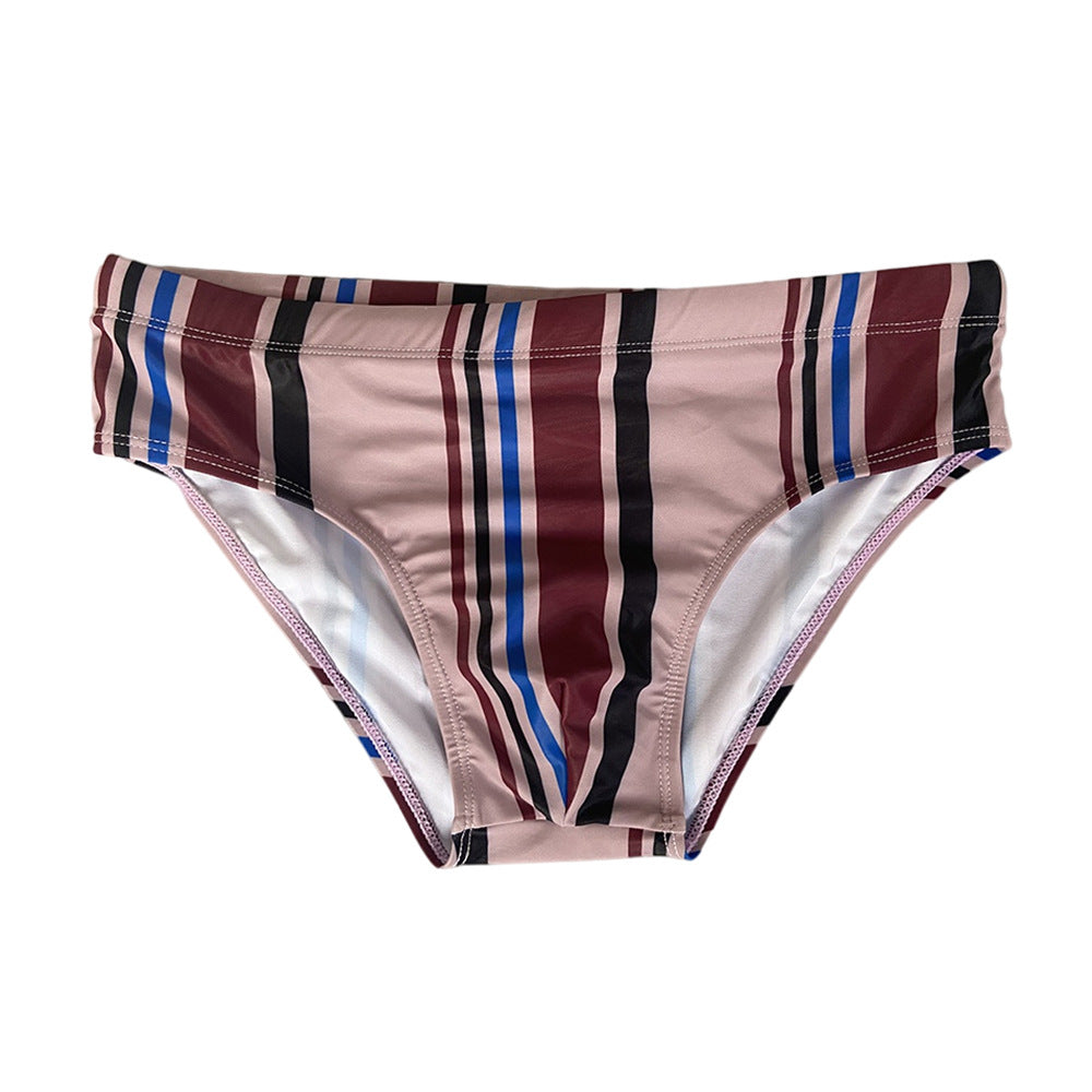 Mens Low-rise Sexy Striped Bikini Briefs With A Triangular Cup Design