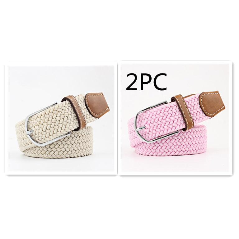Women's Canvas Student Casual Stretch Braided Needle Buckle Belt - Youthful Confidence
