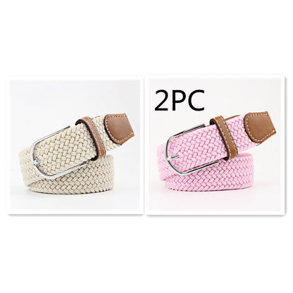 Women's Canvas Student Casual Stretch Braided Needle Buckle Belt - Youthful Confidence