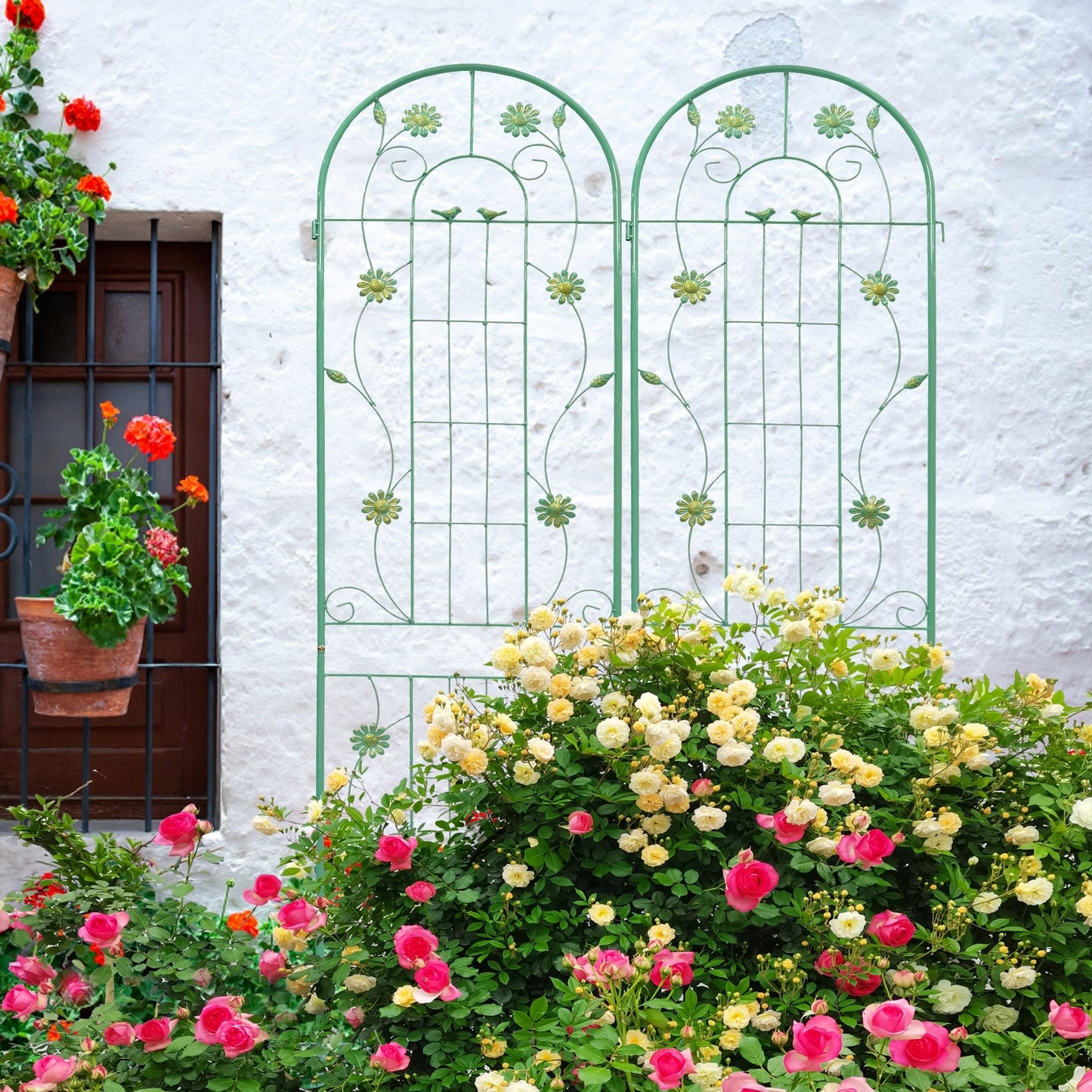2-Pack Metal Garden Trellis 86.7x19.7 Rustproof For Climbing Plants Outdoor