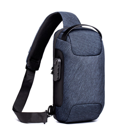 Vattentät USB Stöldväska Herr Oxford Crossbody Axelväska Sling Multifunktion Kort Travel Messenger Chest Pack