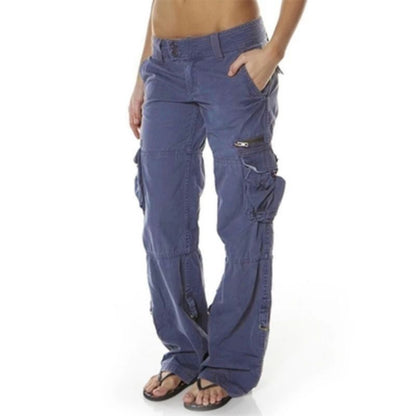 Women's Multi Pocket Casual Loose Straight Cargo Pants