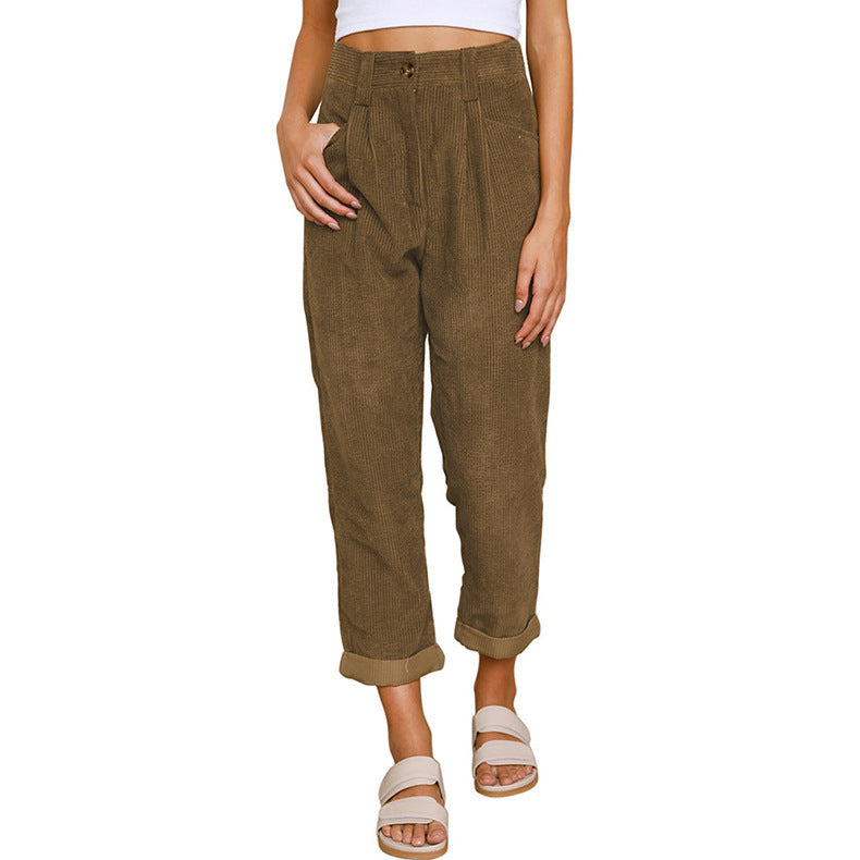 Baggy Corduroy Straight Pants Oversized Spodnie Elegant Trousers New Broek Women Causal Spring Fall High Wasit Pantalones