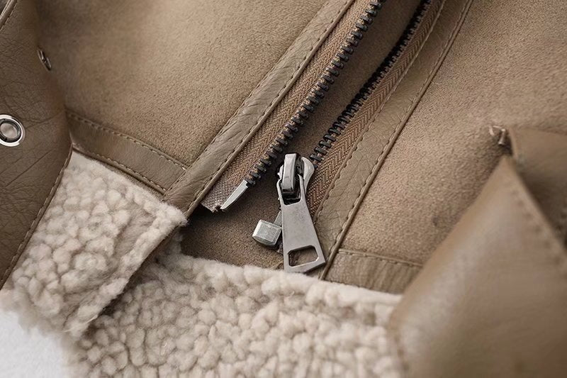 Polaire automne et hiver veste de fourrure en daim moto