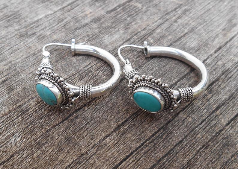 Bohemian Vintage Turquoise Earrings For European And American Ladies
