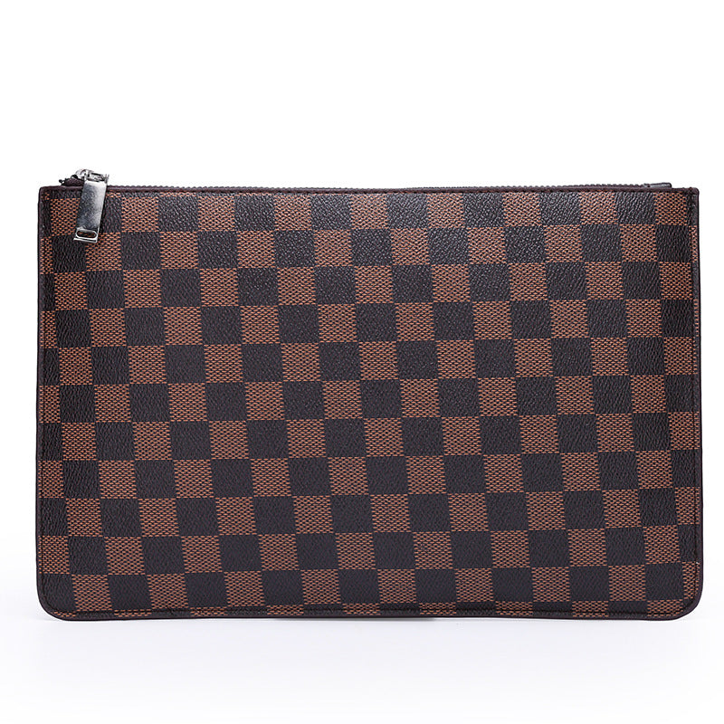 Men's Soft Pu Plaid Business Casual Clutch