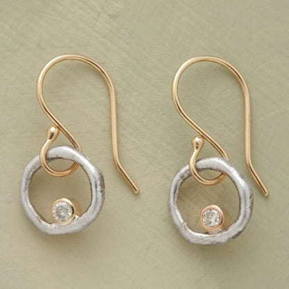 Irregular Circles Eardrops Rhinestone Sweet