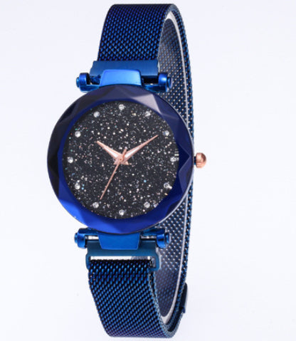 Women's Watch Square Diamond Rhinestone Starry Sky Face Ladies Casual Fashion Watch Set Bracelet Watch