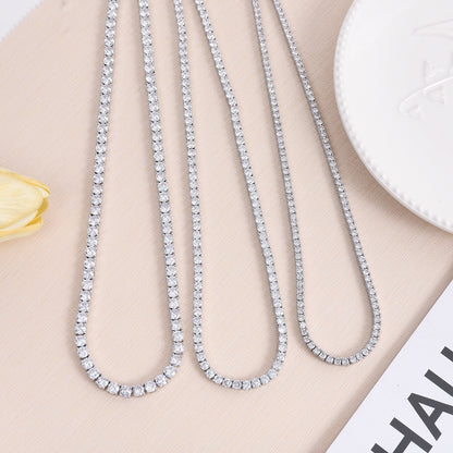 4mm Zircon Tennis Necklace Men And Women Couple Light Luxury Fashionista Accessories All-match Necklace