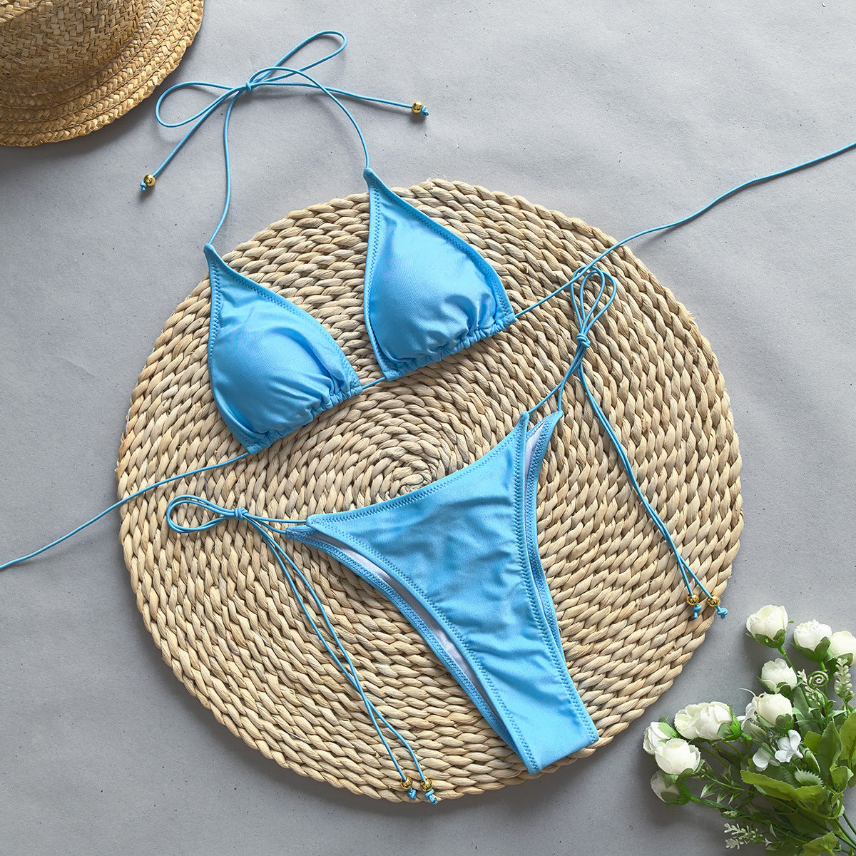 European And American Sexy Bikini Solid Color Split Ladies