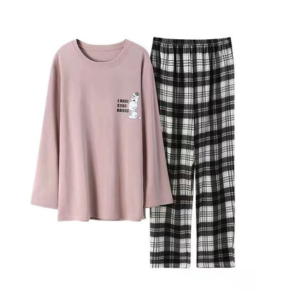 Pajamas Men's Long-sleeved Trousers Spring And Autumn Men's Pajamas Autumn And Winter Thin Plus Size Teenagers Home Wear Two-piece Set