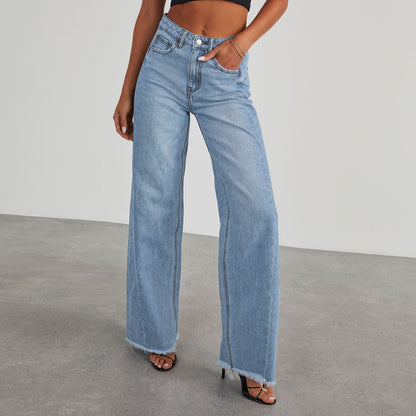Fashion High Waist Jeans With Pockets - Comfortable Slim Fit
