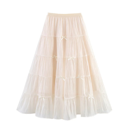 Professional Three-Dimensional Bow Fairy Gauze Cake Skirt - Polyester Multi-Layer (5 Colors, Free Size, College Style)