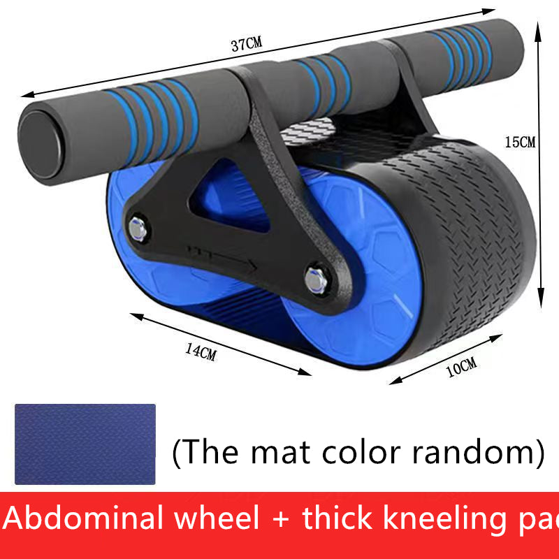 Dubbelhjulig magtränare Kvinnor Män Automatisk Rebound Ab Wheel Rull Midja Tränare Gym Sport Hem Träningsutrustning