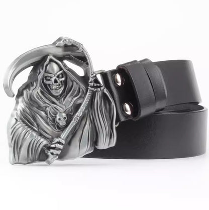 Men's Casual Skull Decorative Two-Layer Cowhide Belt - Rebellious Style