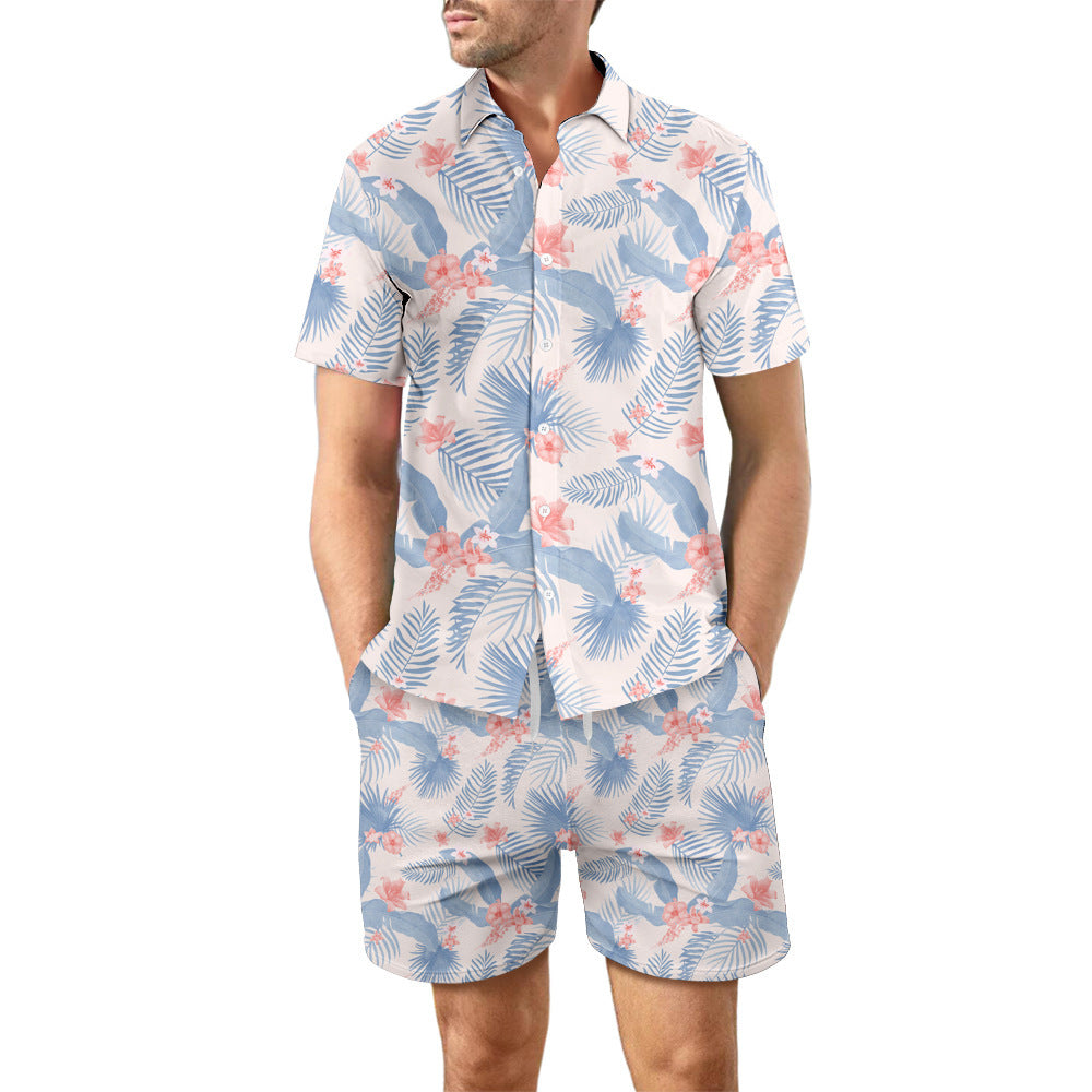 2 pièces chemise de plage imprimée costume d'été haut à boutons à revers ample et poches à cordon Shorts costumes décontractés à manches courtes pour hommes vêtements