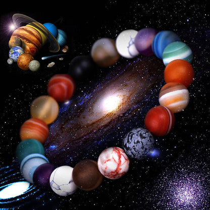 Solsystemet Åtta Sten Planet Armband Planeter Natursten Mala Pärla Strand Armband För Män Kvinnor Handgjort Universum Sol Chakra Armband Smycken
