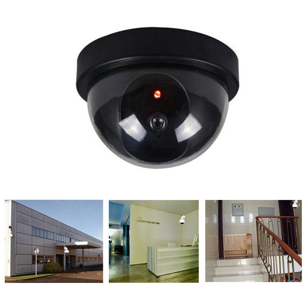 Svart plast Smart inomhus utomhus Dummy Home Dome Fake CCTV säkerhet Kamera med blinkande Röd LED Ljus.