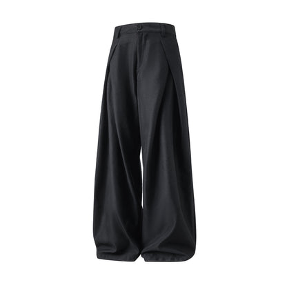 Cross Pleated Design Draping Casual Suit Pants