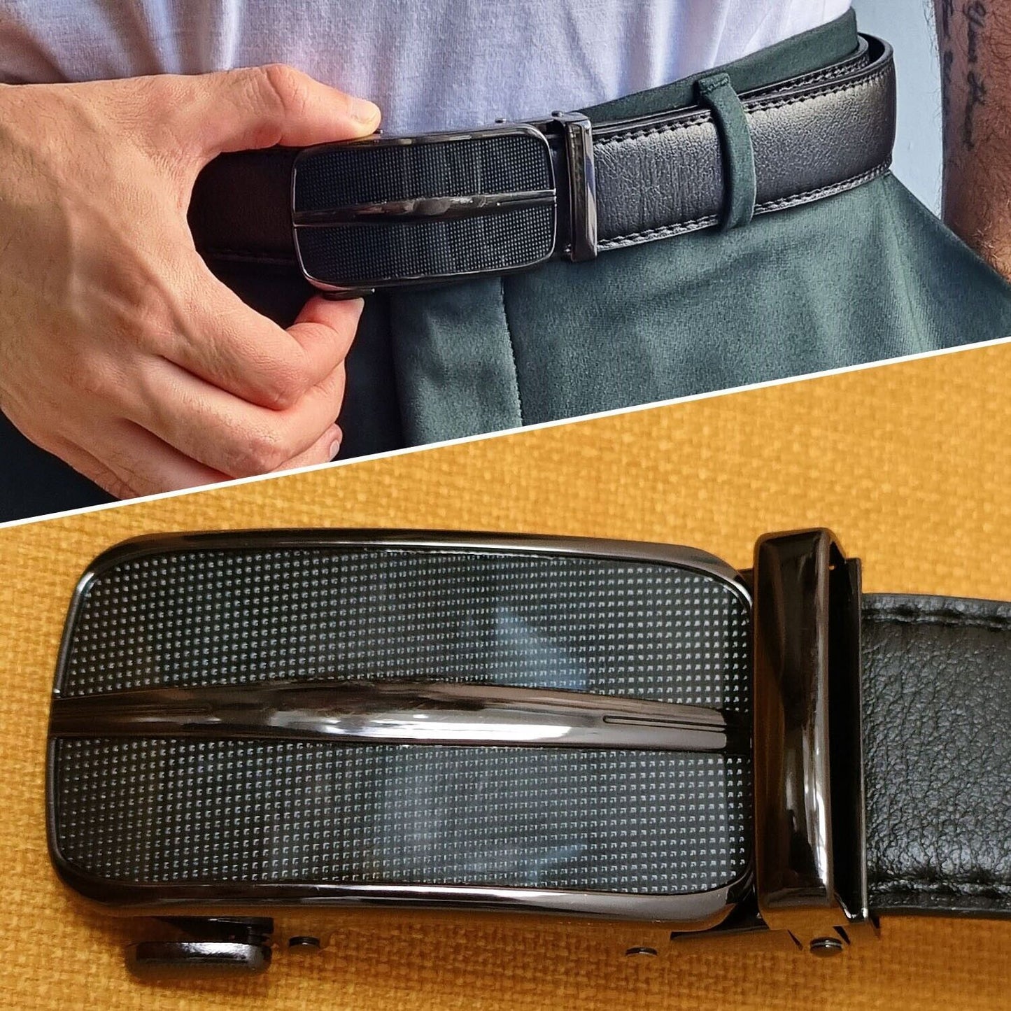 Ceinture à cliquet pour hommes ceinture en cuir pour hommes avec boucle coulissante ceintures à cliquet pour hommes USA