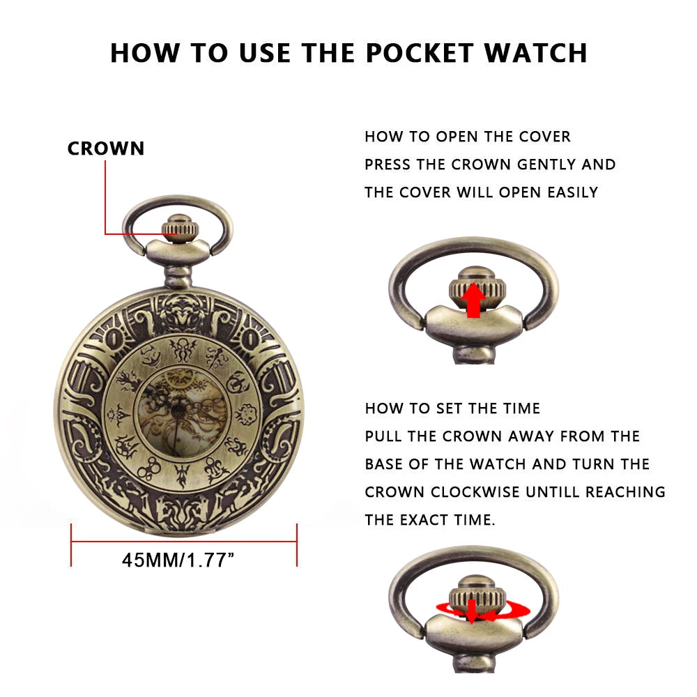 Vintage Charm Unisex Fashion Roman Number Quartz Steampunk Pocket Watch Women Man Necklace Pendant with Chain Gifts