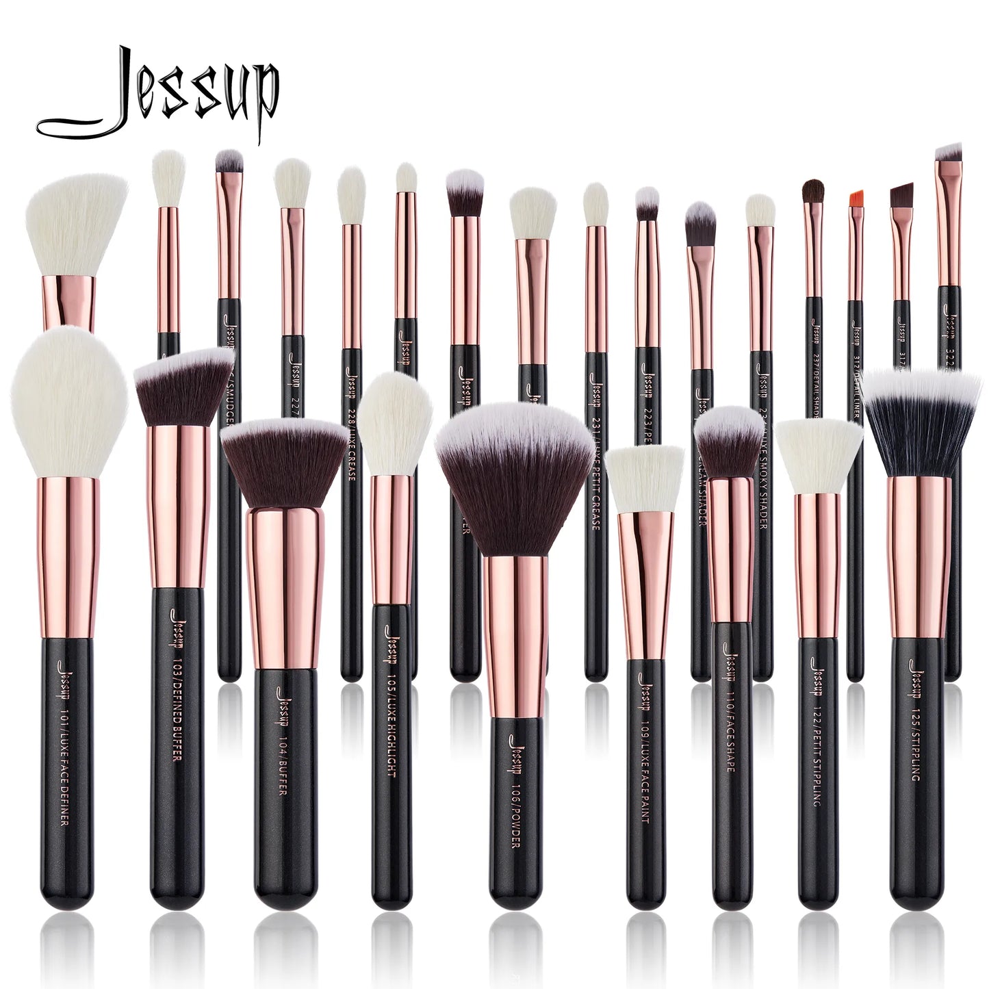 Jessup Makeup Brushes Set 6-25st Foundation Powder Eyeshadow Liner Blending Highlighter Brocha Maquillaje RoseGold/Black