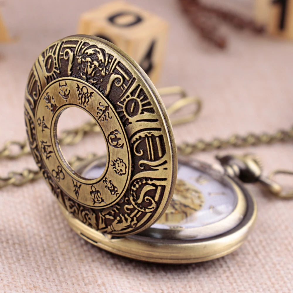 Vintage Charm Unisex Fashion Roman Number Quartz Steampunk Pocket Watch Women Man Necklace Pendant with Chain Gifts