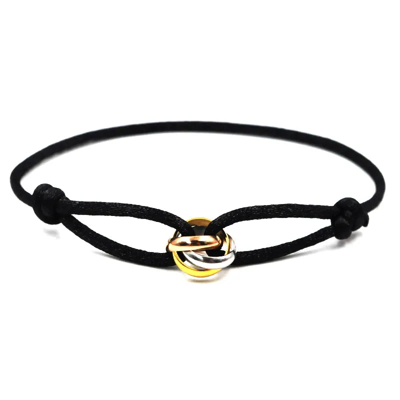 Bracelet de luxe unisexe, 3 boucles en métal, chaîne à main réglable, corde pour hommes et femmes, bijoux cadeaux