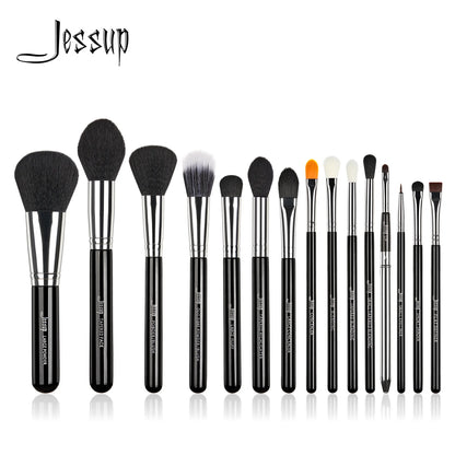 Jessup Pro Makeup Brushes Set 15pcs Cosmetic Make up Powder Foundation Eyeshadow Eyeliner Lip Black