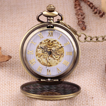 Vintage Charm Unisex Fashion Roman Number Quartz Steampunk Pocket Watch Women Man Necklace Pendant with Chain Gifts