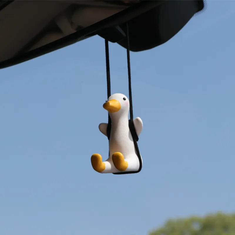 Gips Söt Anime Biltillbehör Swing Duck Pendel Auto Backspegel Ornament Födelsedagspresent Par Tillbehör Bildoft