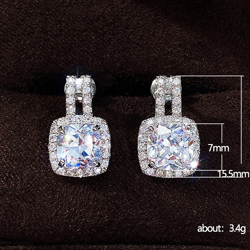 Huitan Fashion Silver Color CZ Stud Earrings for Women Bling Bling AAA White Cubic Zirconia Statement Earrings Hot Sale Jewelry