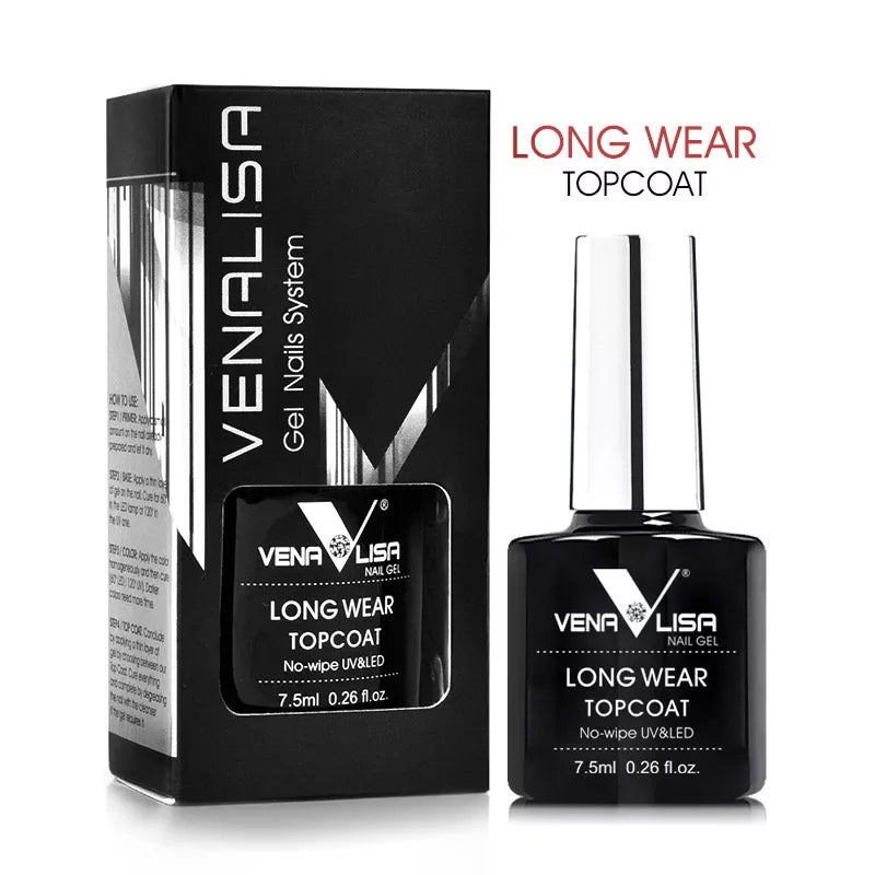 Venalisa Long Wear Top Coat Tempered Top Coat Peel Off Base Coat Color Nail Gel Polish Beautiful Semi Permanent Nail Gel Enamel